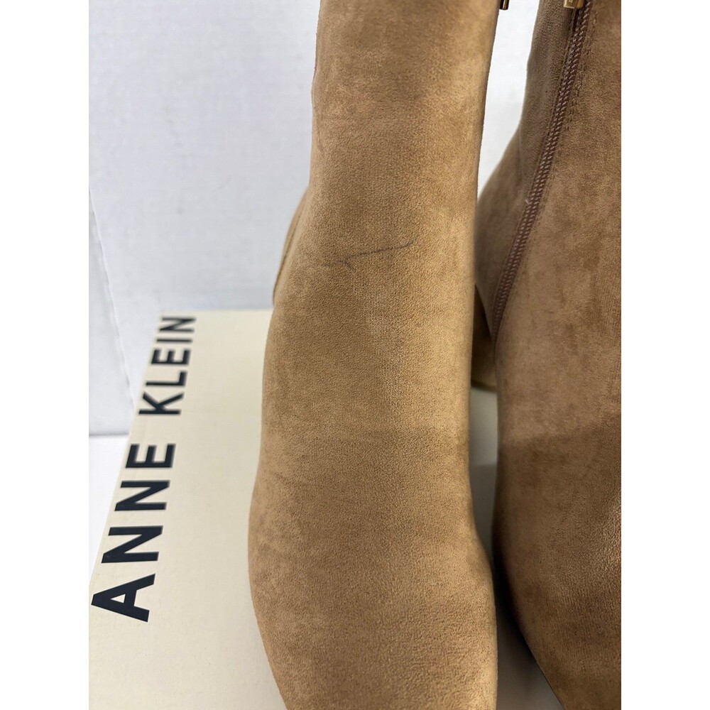 ANNE KLEIN Women's Dark Natural Tan Crosby Pointed Toe Block Heel Zip Boots 9.5M - Picture 6 of 8